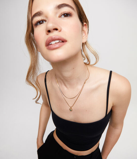 Flat chain charm necklace, Golden Flat chain charm necklace